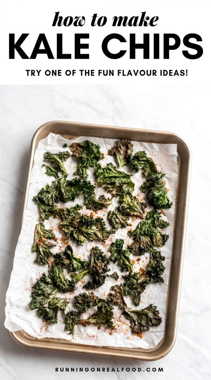 Pinterest graphic for how to make kale chips.