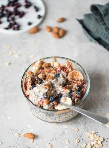 Banana Blueberry Chia Overnight Oats Recipe - Running on Real Food