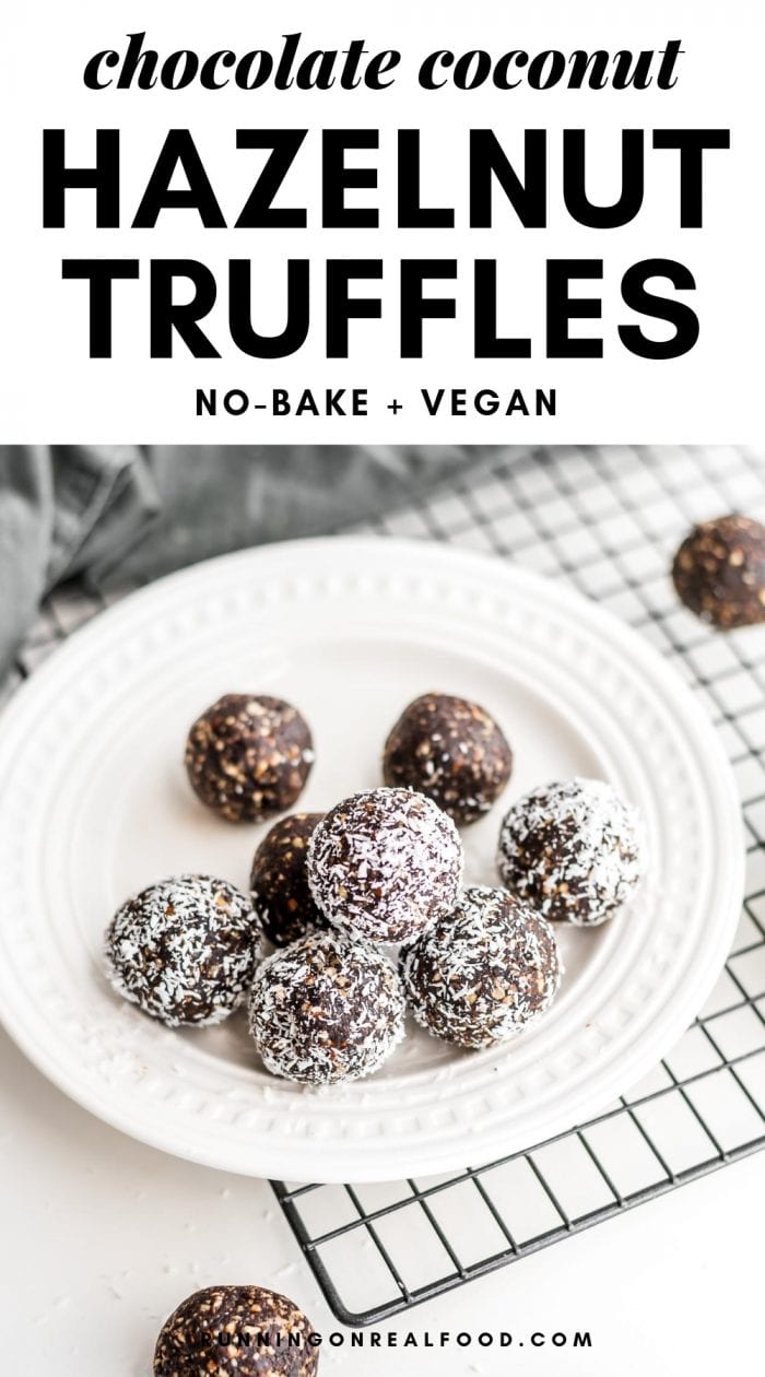 Raw vegan hazelnut truffles Pinterest image.