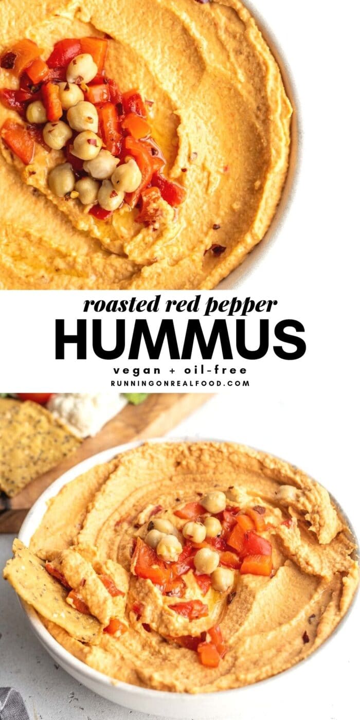 Roasted Red Pepper Hummus - Running on Real Food
