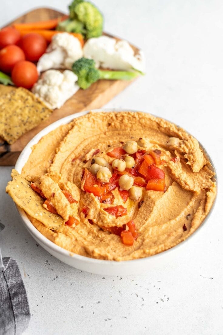 Roasted Red Pepper Hummus - Running on Real Food