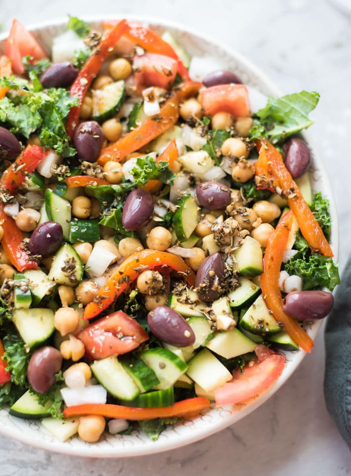Healthy Mediterranean Kale Salad Recipe - Running on Real Food