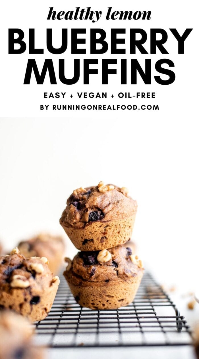 Pinterest graphic for vegan blueberry muffins.