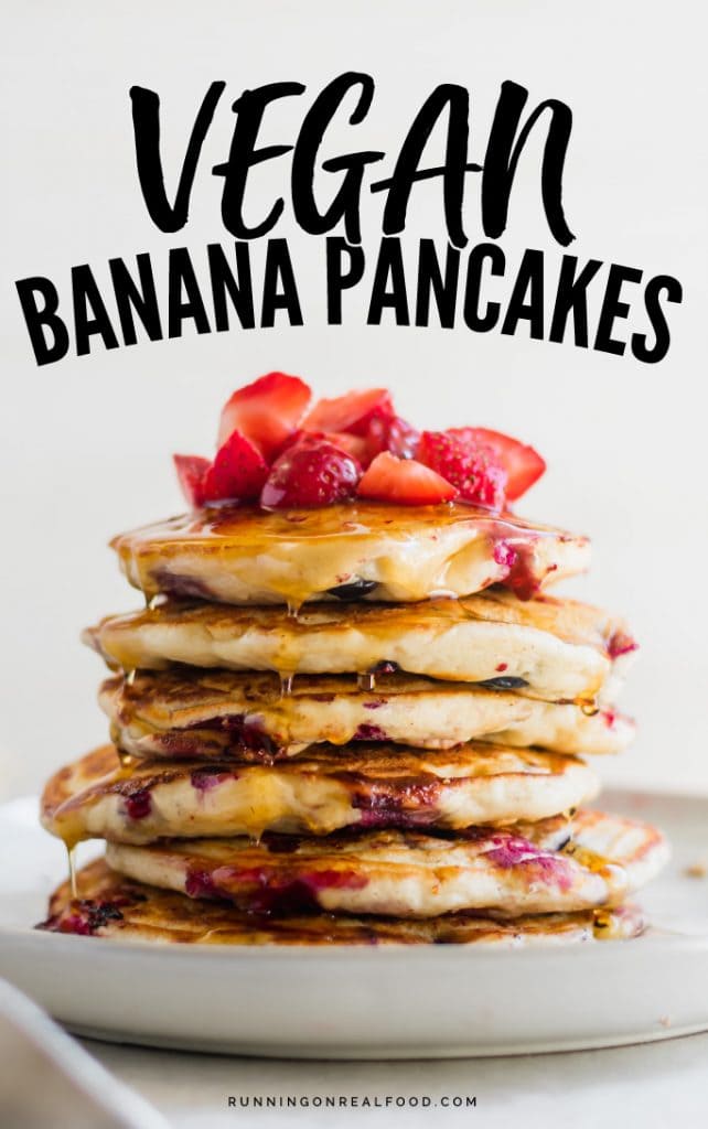 vegan banana pancakes with berries