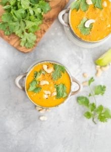 Vegan Thai Roasted Butternut Squash Carrot Soup - Running on Real Food