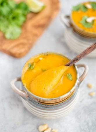 Vegan Roasted Butternut Squash and Carrot Soup - Running on Real Food