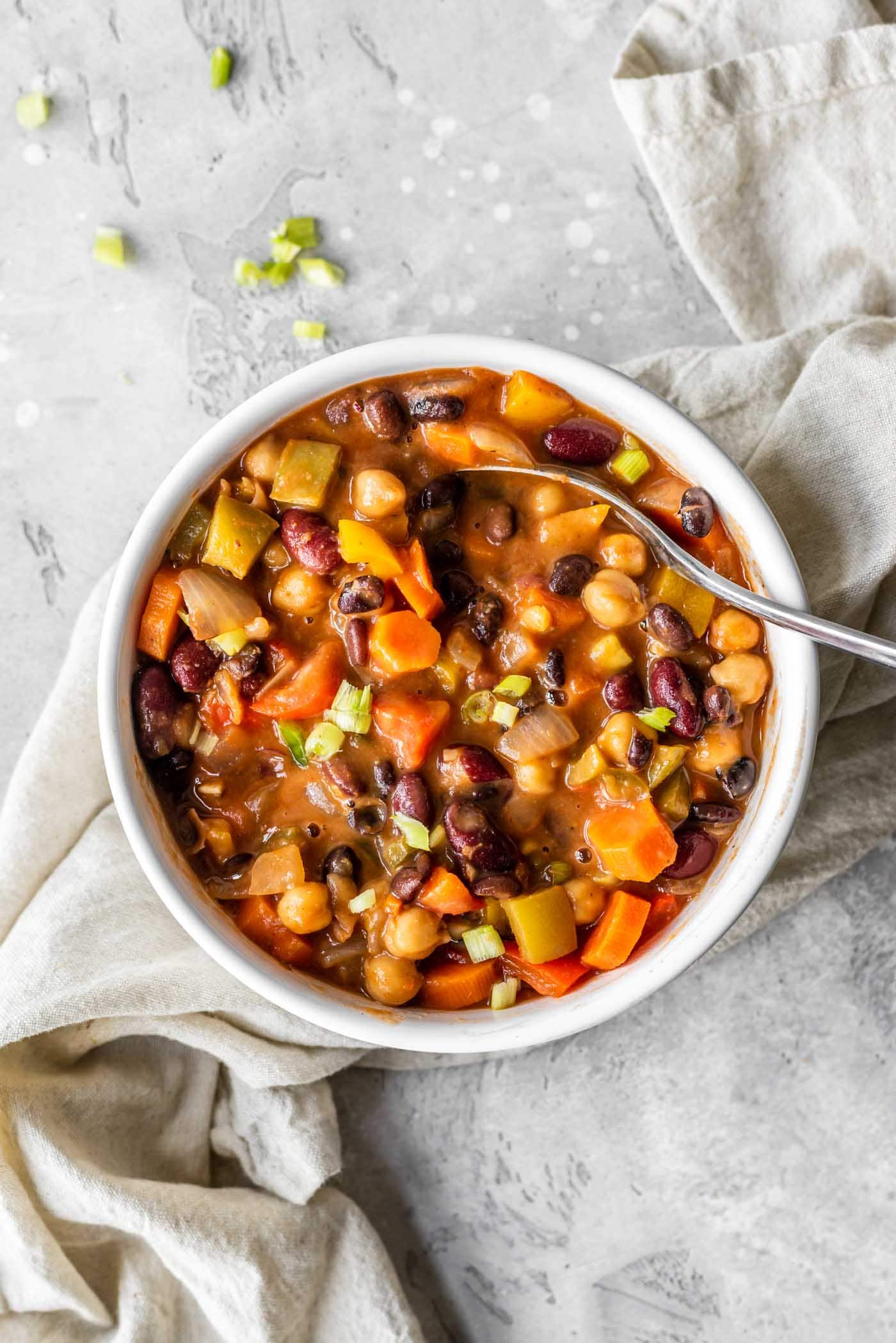 Vegan 3 Bean Chili Recipe - Running on Real Food