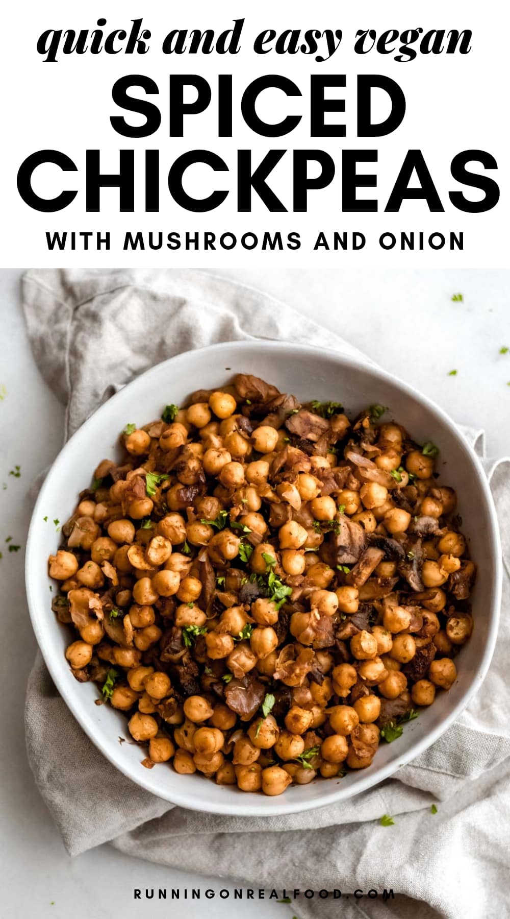 Quick and Easy Spiced Chickpeas Pinterest Graphic