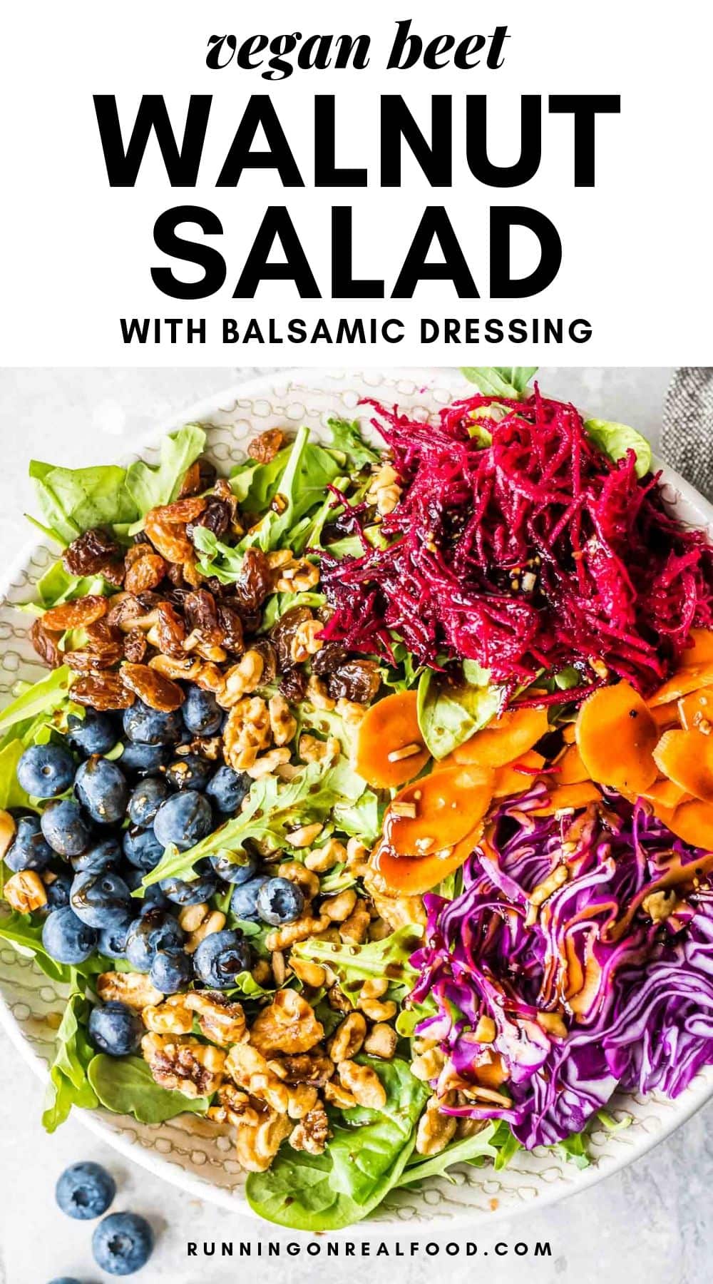 Pinterest graphic for beet walnut salad.