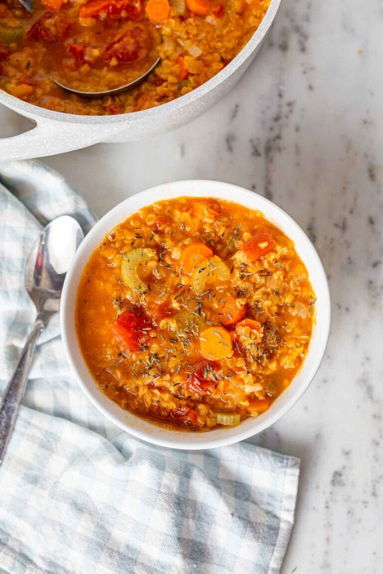 Lentil Tomato Soup Recipe (Vegan) - Running on Real Food