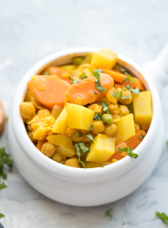 Curried Chickpea Potato Stew Recipe - Running On Real Food