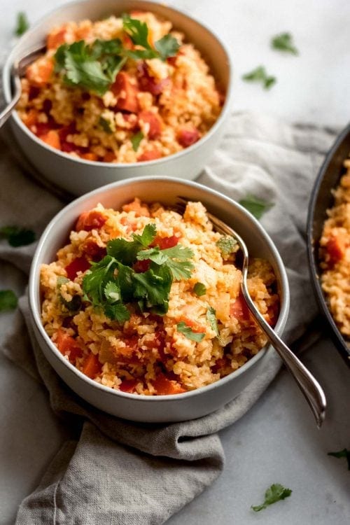 Vegan Thai Red Curry Cauliflower Rice - Running on Real Food