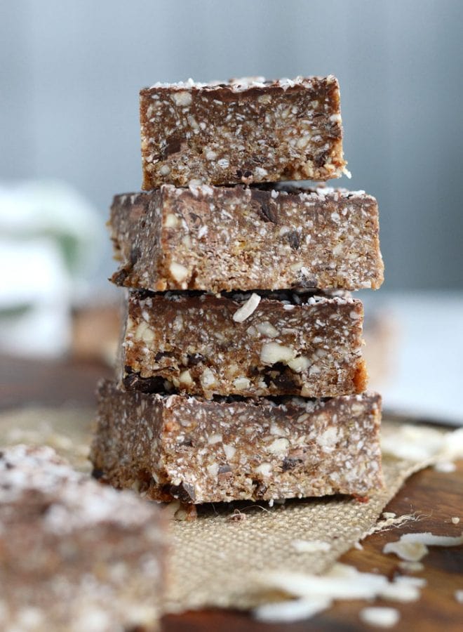 No-Bake Vegan Almond Joy Bars - Running on Real Food