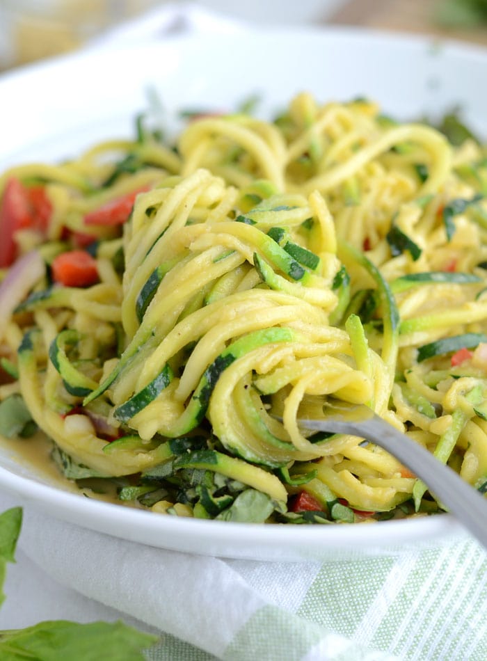 6-Ingredient Easy Cheesy Vegan Zoodles - Low Fat, Low Carb and High in Protein