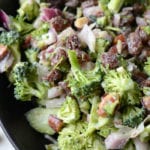 Healthy Vegan Broccoli Salad with Raisins and Almonds | Running on Real Food