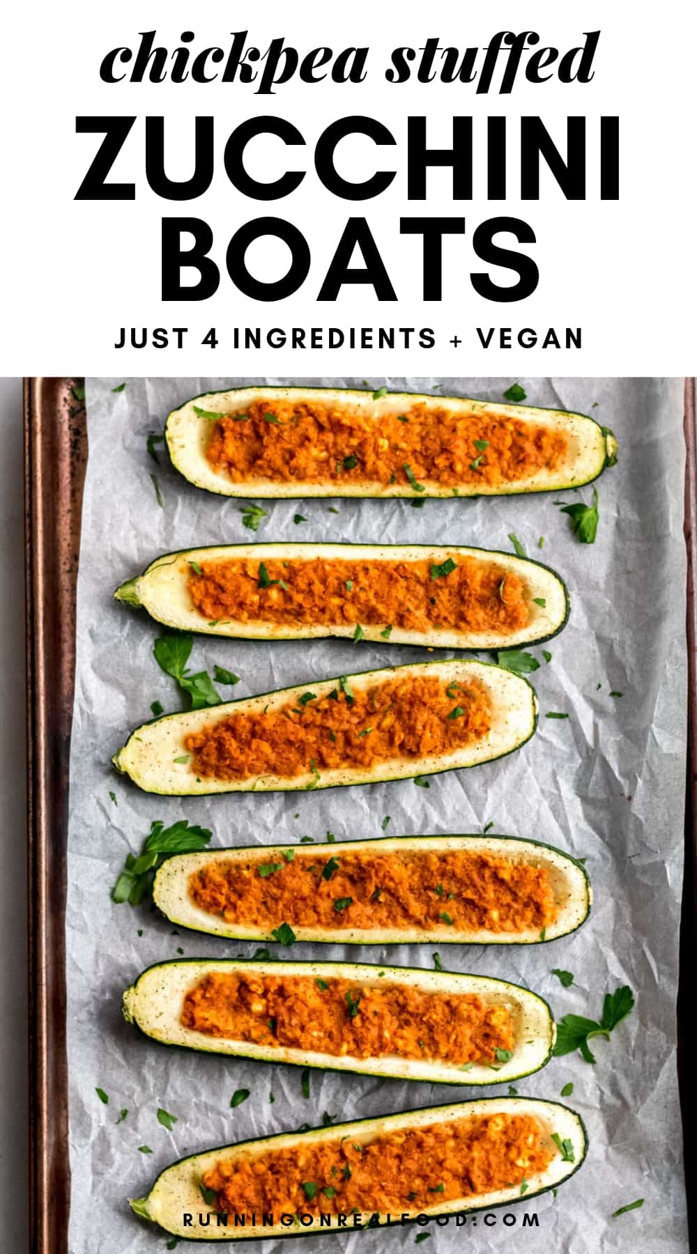 Chickpea Stuffed Zucchini Boats Vegan Low Fat High Protein