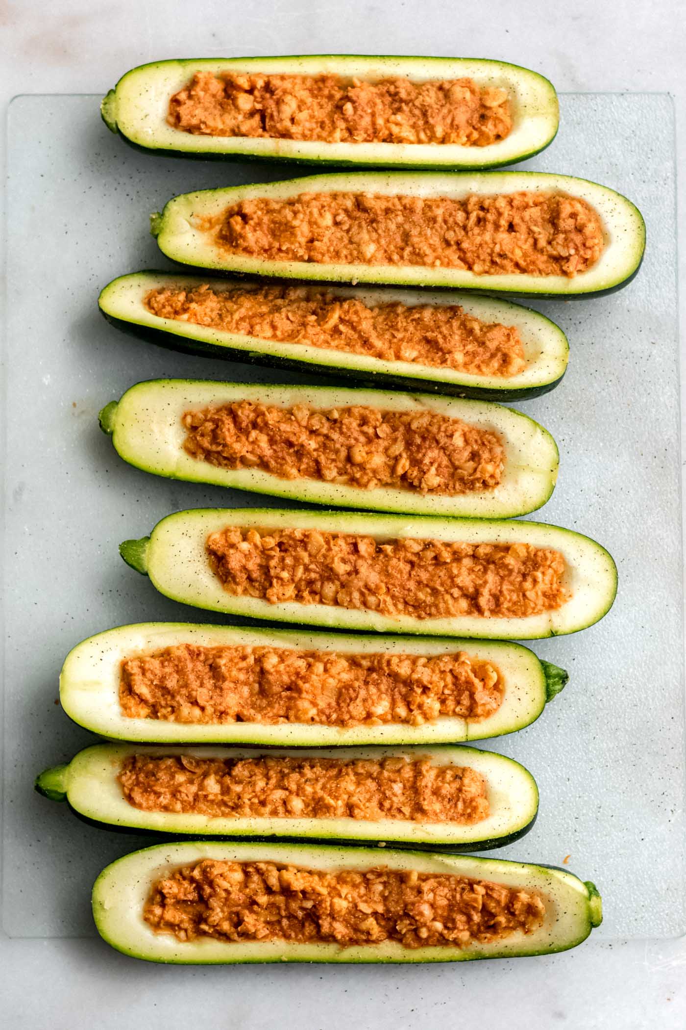 Chickpea Stuffed Zucchini Boats Vegan Low Fat High Protein