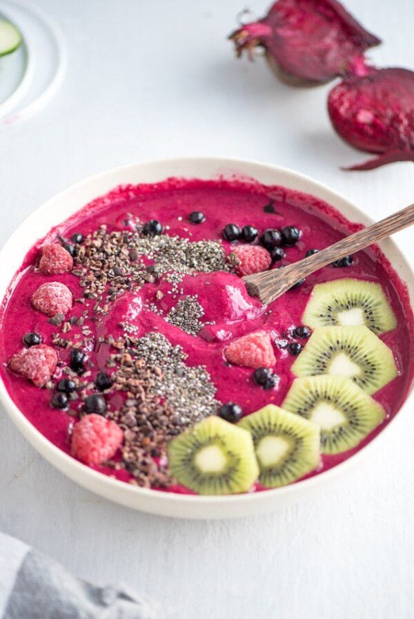 Strawberry Beet Smoothie with Almond Milk - Running on Real Food