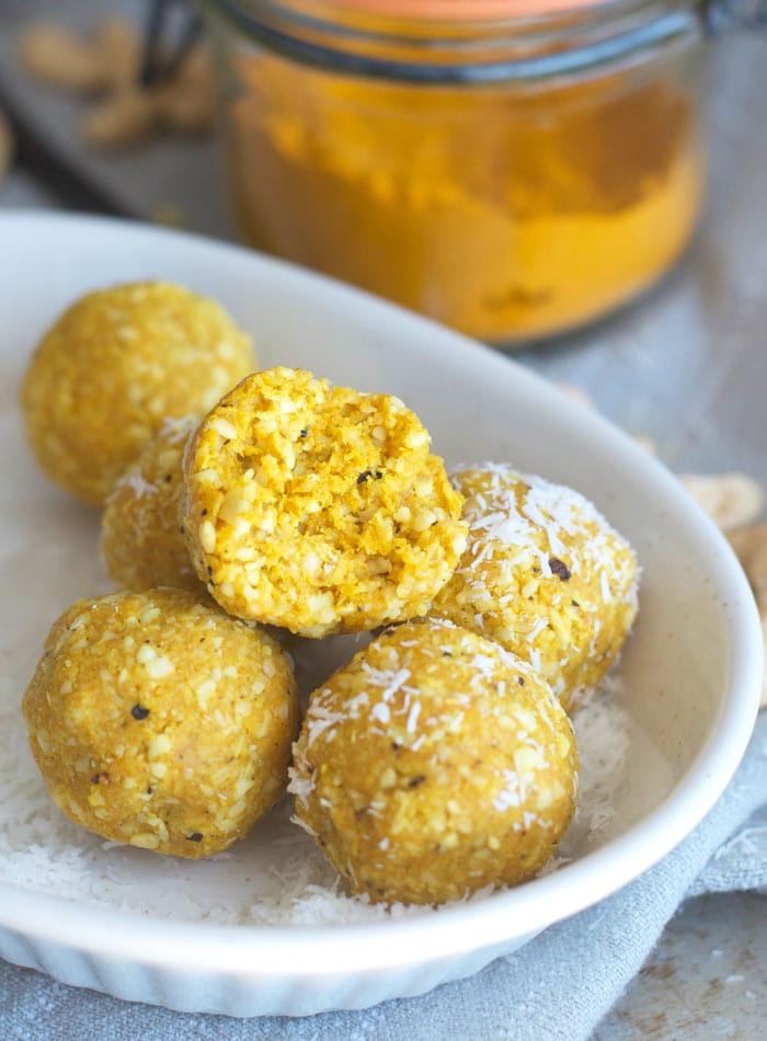 No-Bake Turmeric Coconut Balls | Anti-Inflammatory, Vegan, GF