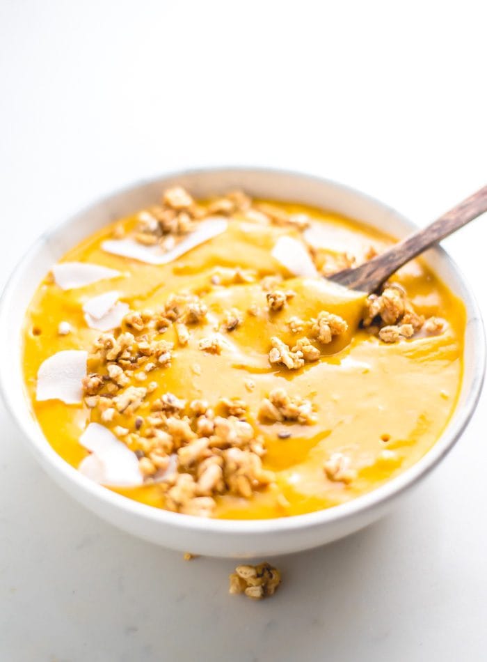 Vegan Turmeric Carrot Butternut Squash Smoothie Bowl Recipe - Running on Real Food