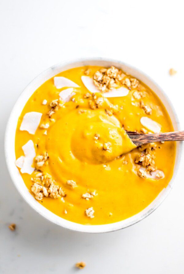 Healthy Vegan Butternut Squash Smoothie Bowl with Carrot and Turmeric