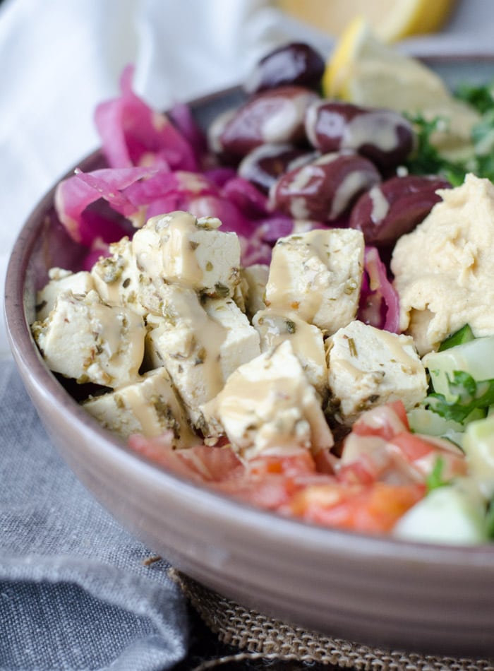 Mediterranean Quinoa Bowls with Tofu Feta  vegan + glutenfree