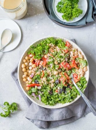Healthy Vegan Mediterranean Farro Salad Bowls