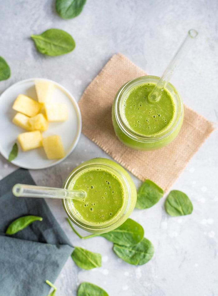 Healthy Green Mango Pineapple Green Smoothie | Vegan