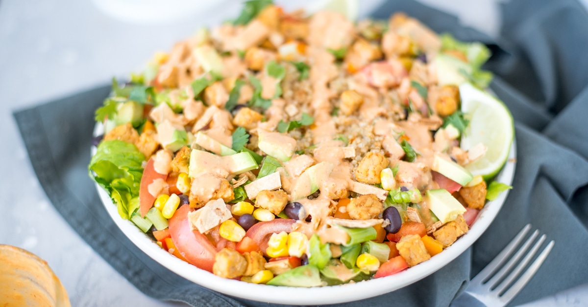 Vegan Quinoa Fiesta Salad with Chipotle Dressing