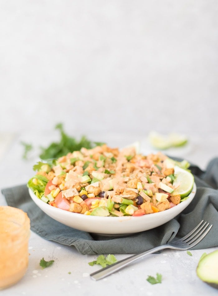 Healthy Vegan Quinoa Fiesta Salad with Chipotle Sauce