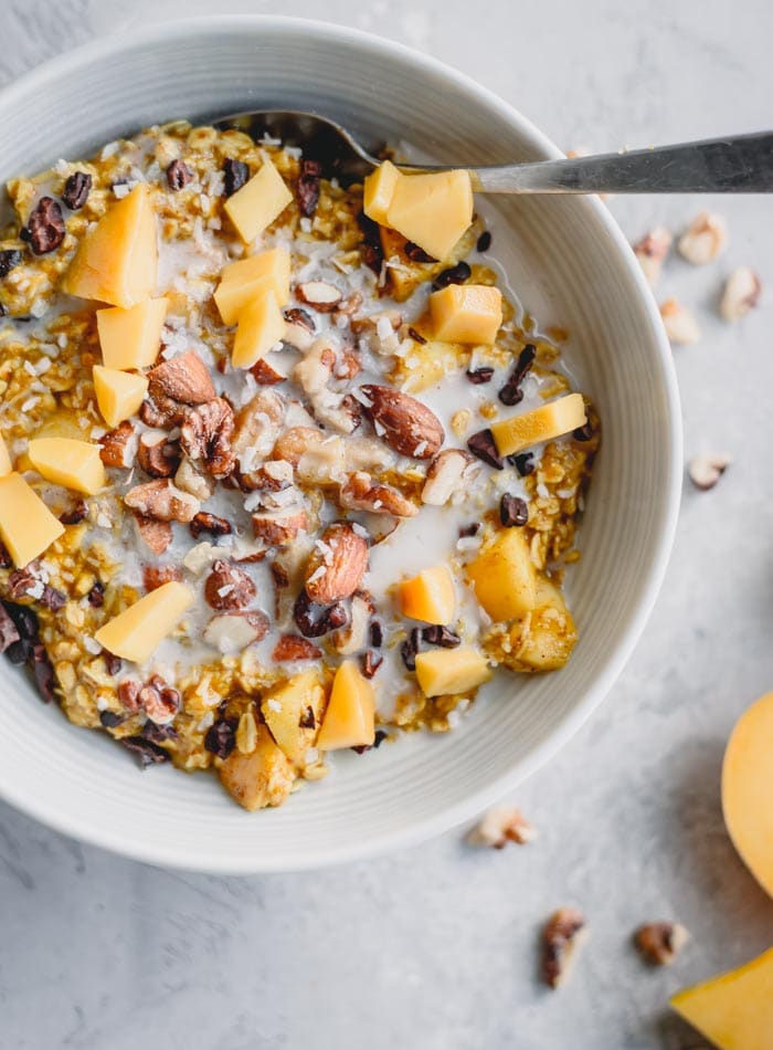 Apple Oatmeal with Turmeric, Coconut and Flax