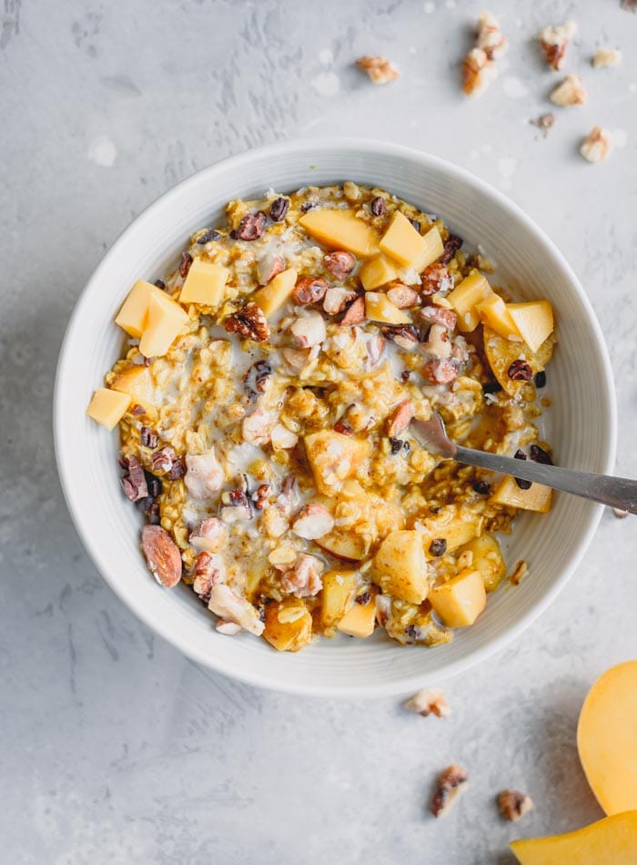 Healthy Vegan Golden Coconut Apple Oatmeal with Flax