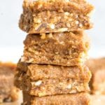 Vegan No-Bake Peanut Butter Blondies with Peanut Butter Frosting | an easy to make, gluten-free, refined sugar-free vegan dessert recipe with just a few basic ingredients