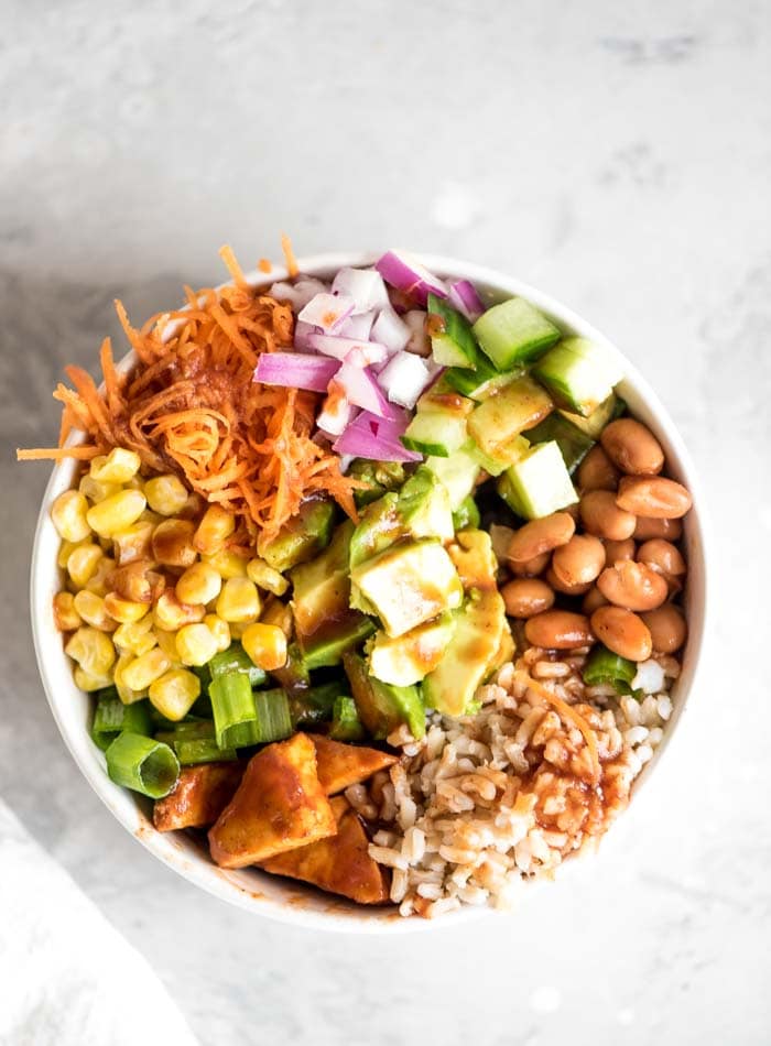 Vegan BBQ Rice and Beans Bowl | Running on Real Food