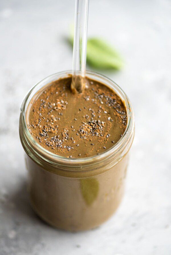 Creamy Chocolate Banana Smoothie with Almond MIlk - Running on Real Food