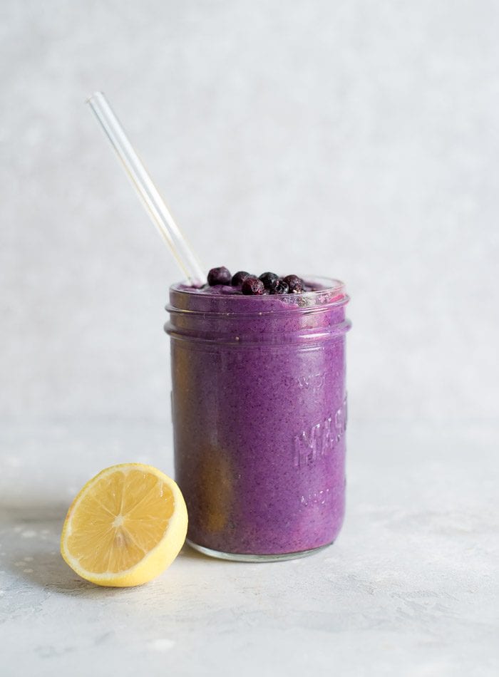 Healthy Blueberry Smoothie with Lemon and Chia Seeds - Running on Real Food