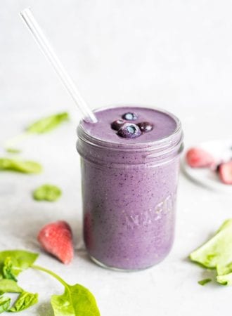 Vegan Mixed Berry Smoothie with Almond Butter - Running on Real Food