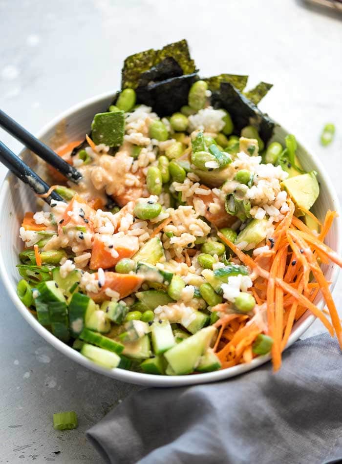 Sushi Bowl with Vegan Spicy Mayo - Running on Real Food