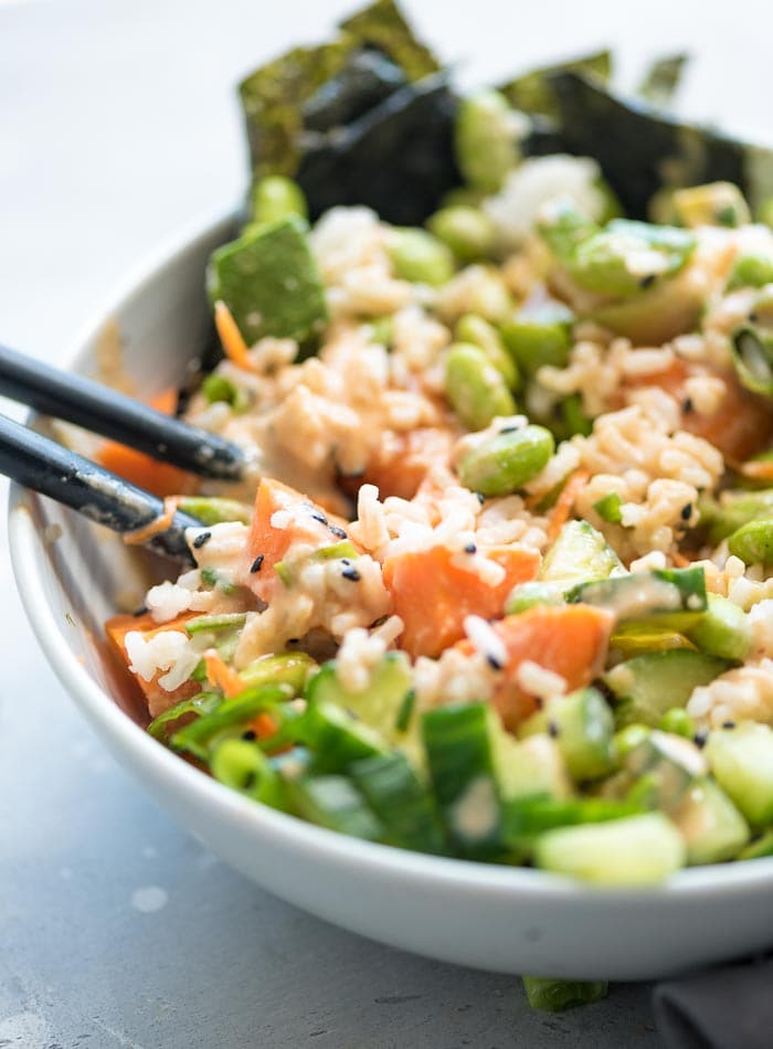 Sushi Bowl With Vegan Spicy Mayo Running On Real Food 0318