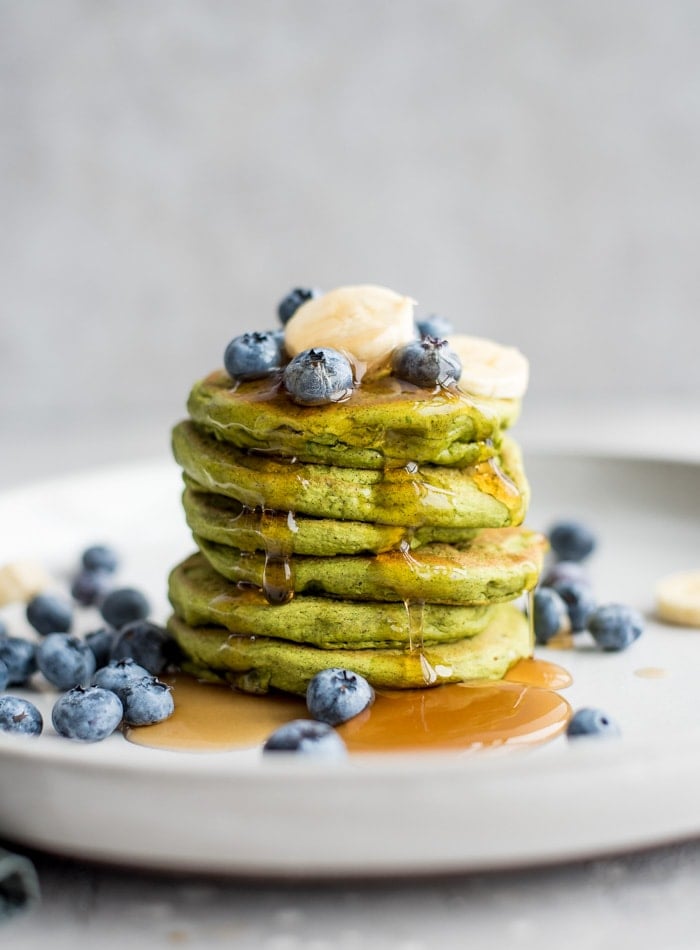 Green Vegan Gluten-Free Protein Pancakes - Running on Real Food