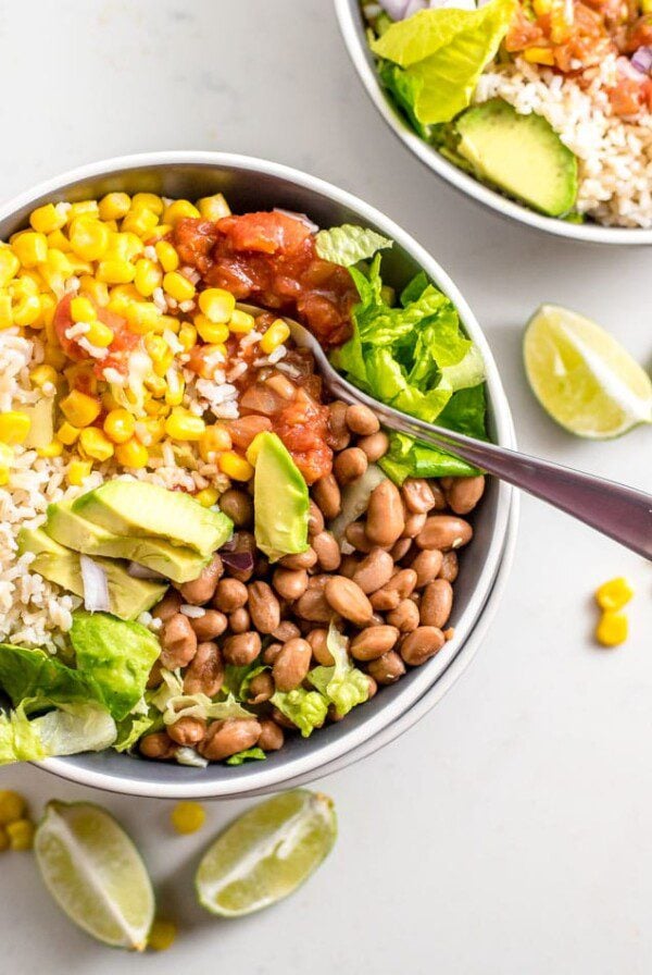 Easy Vegan Brown Rice Burrito Bowl