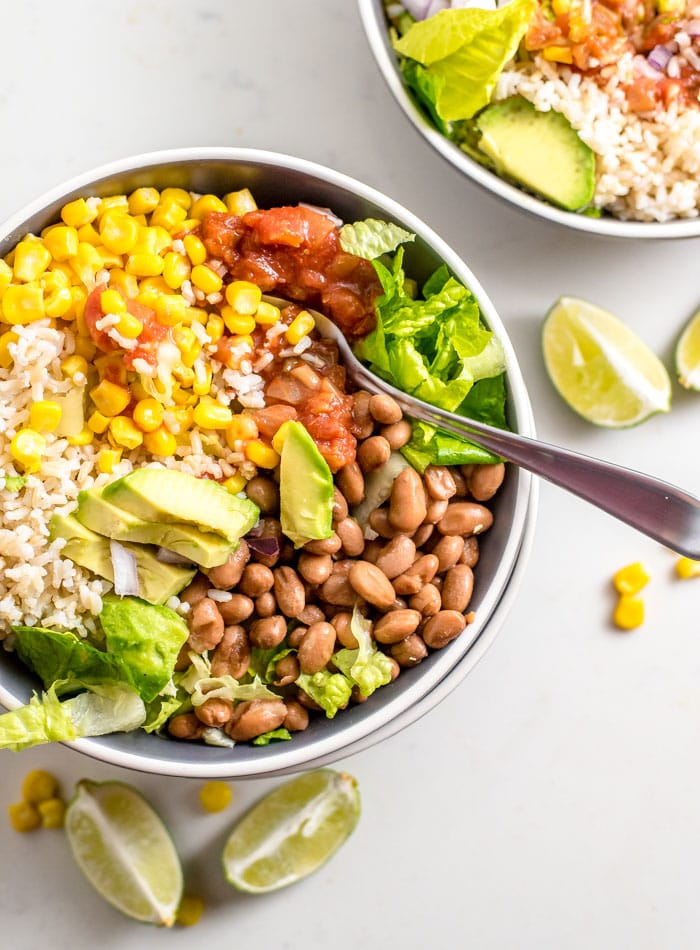 Easy Brown Rice Burrito Bowl - Running on Real Food