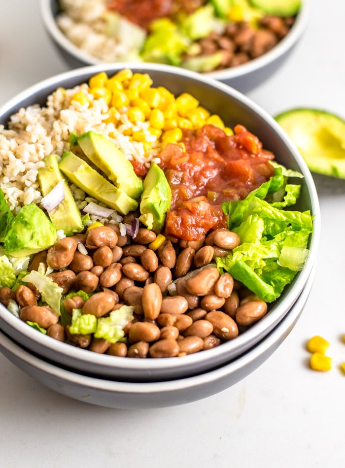 Healthy Vegan Brown Rice Burrito Bowl Recipe - Running on Real Food