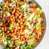 Healthy Vegan BBQ Chickpea Salad Recipe with Tahini Ranch Dressing