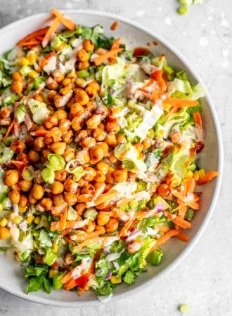 Healthy Vegan BBQ Chickpea Salad Recipe with Tahini Ranch Dressing
