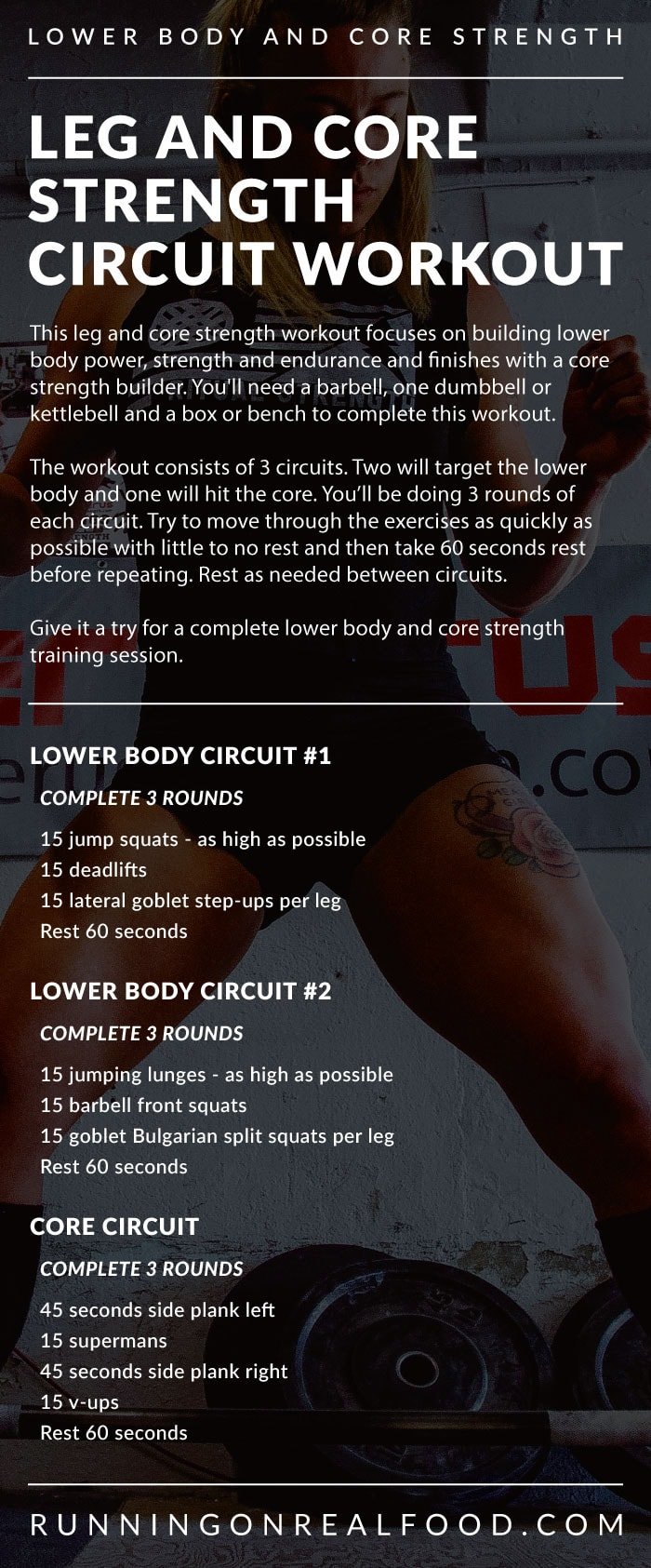 Leg and Core Strength Circuit Training Workout - Running on Real Food Workuts