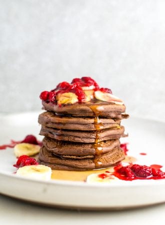 Thick Vegan Chocolate Protein Pancakes - Running on Real Food