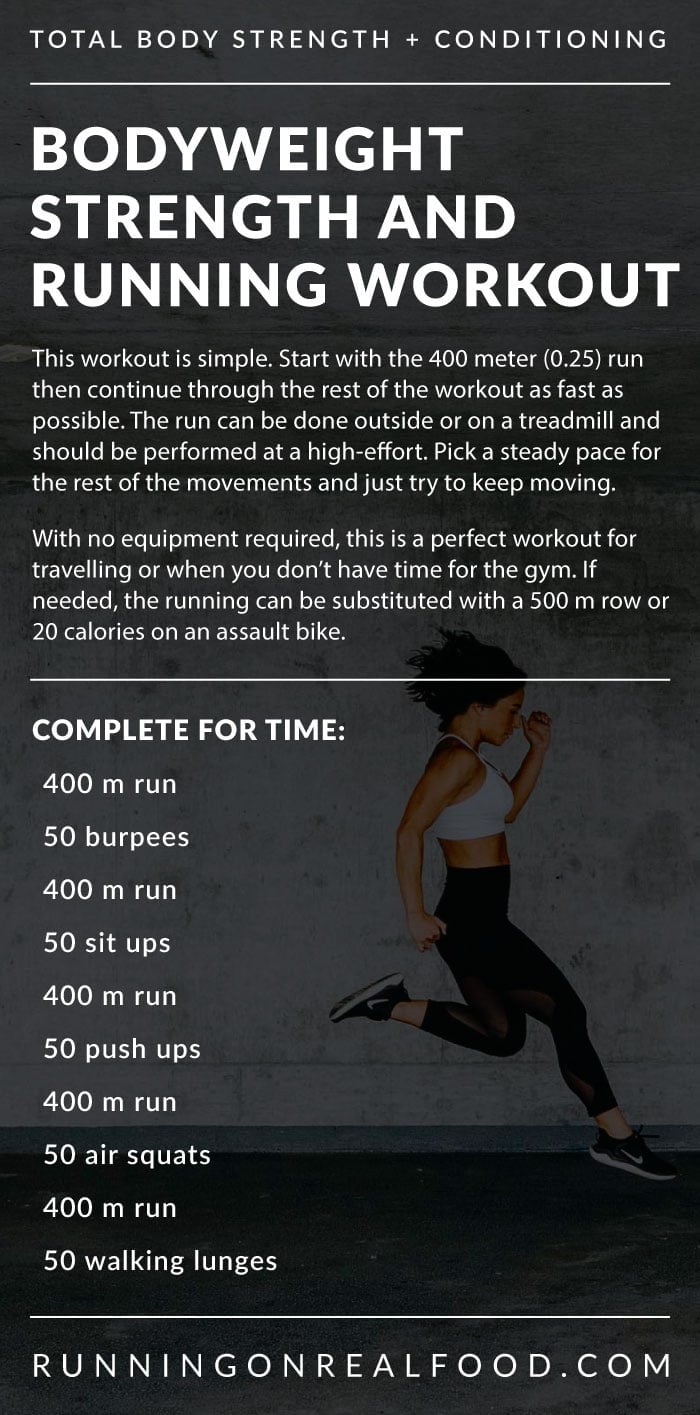 For Time CrossFit Bodyweight Strength and Running Workout - Running on Real Food Workouts