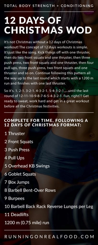 Instructions for the 12 days of Christmas workout.