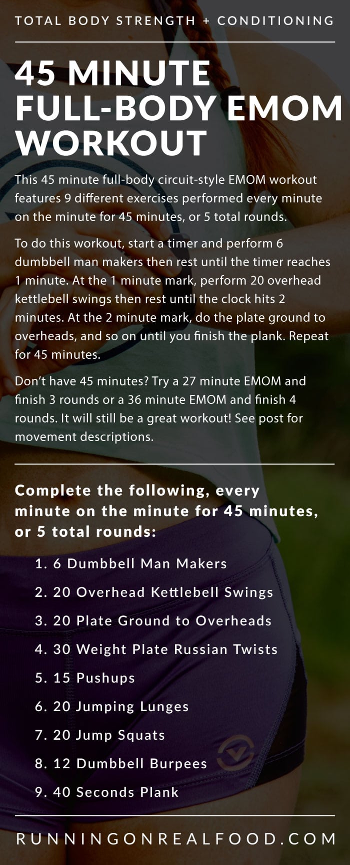 45 Minute EMOM Conditioning Workout for the Gym from Running on Real Food